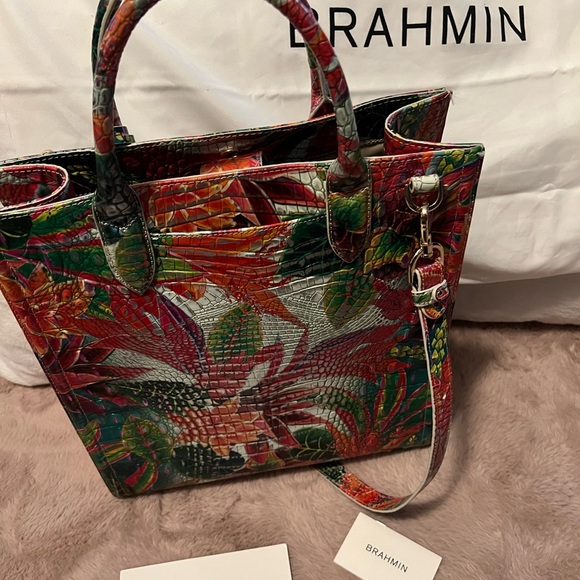 Gently used Brahmin Monique Tropical Utopia Leather Tote. Reasonable offers! - Picture 7 of 7